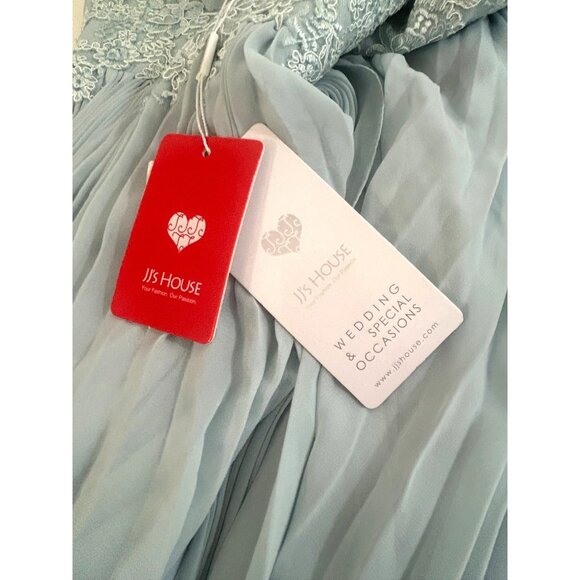 JJ’s House Cocktail Dress 4 Blue Green Lace Chiffon Pleats Sleeveless Party NWT - Picture 5 of 16